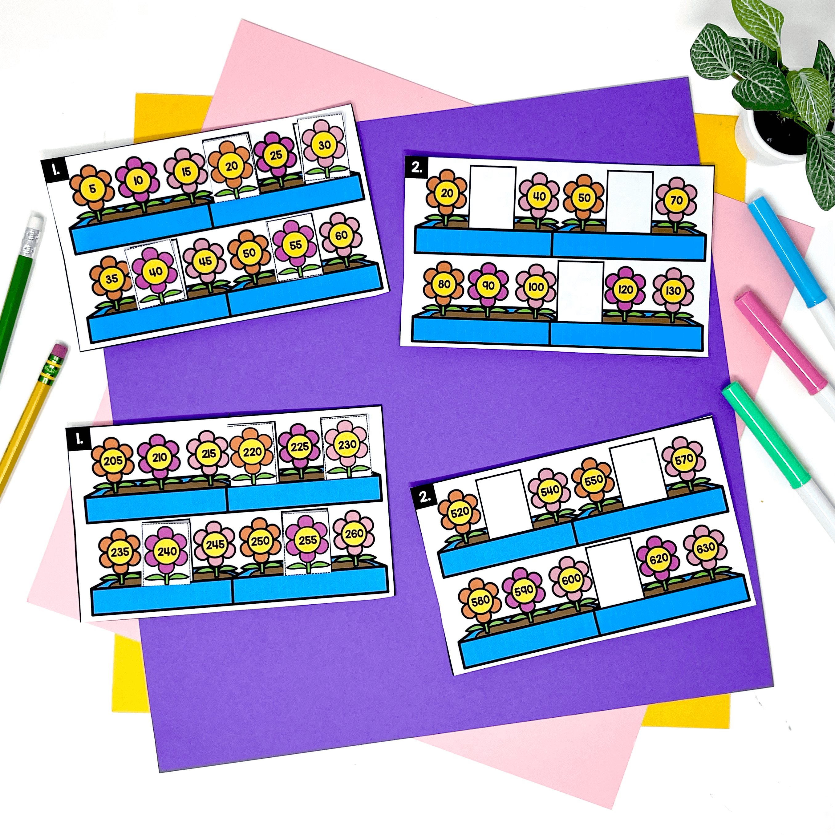 number patterns task cards 2nd grade spring math centers