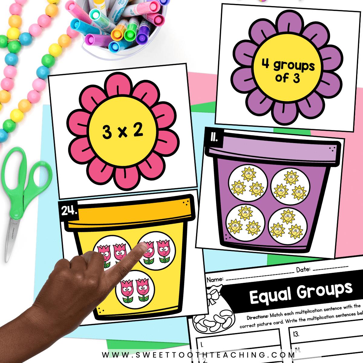 introduction to multiplication activity with equal groups. 2nd grade spring math activities