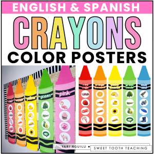 Large crayon posters to teach colors for preschool or homeschool classroom posters